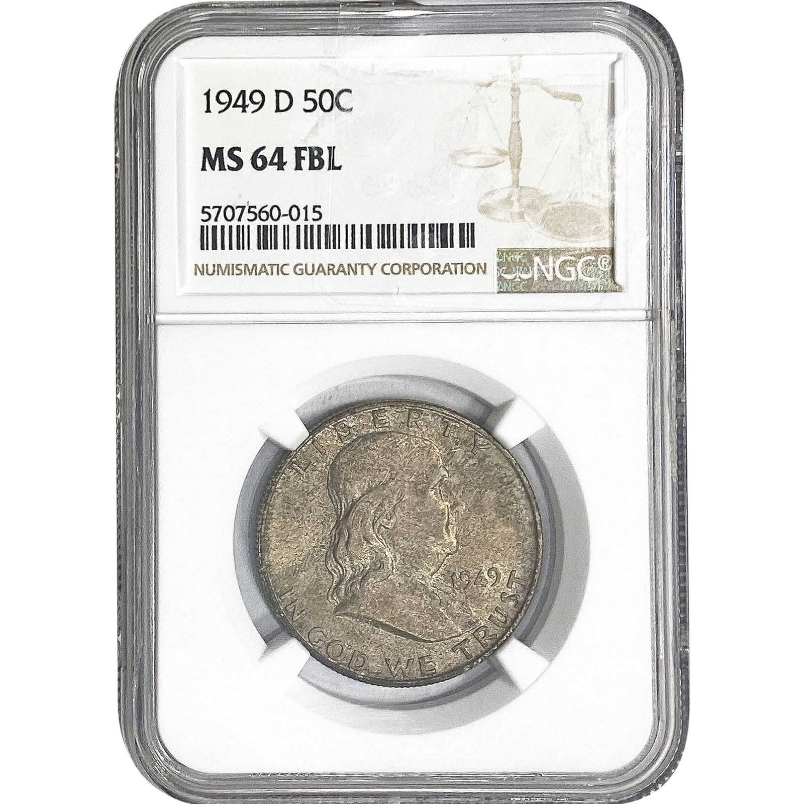 1949-D Franklin Half Dollar NGC MS64 FBL (1 of 2)