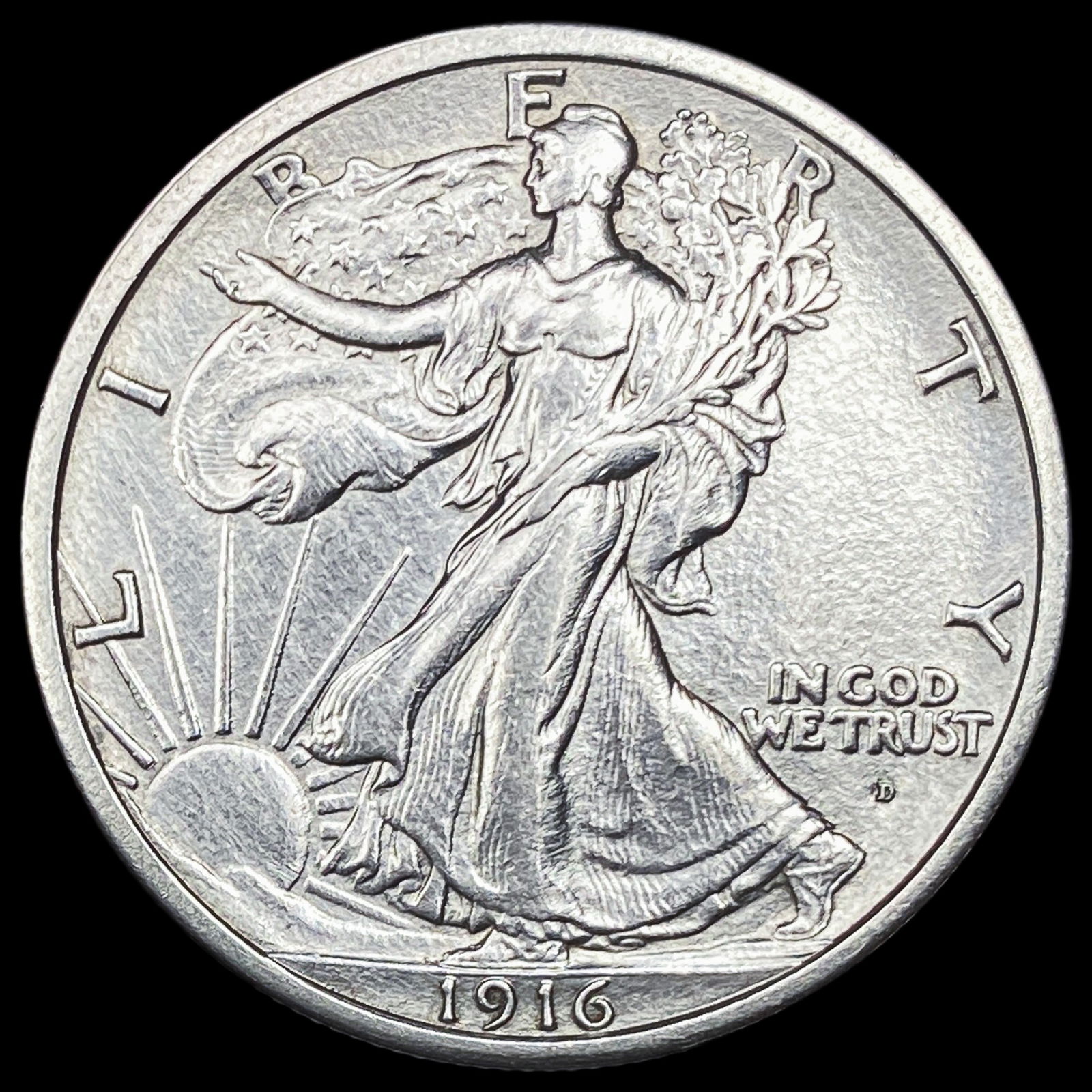 1916-D Silver Walking Liberty Half Dollar CHOICE AU: 1916-D Silver Walking Liberty Half Dollar CHOICE AU