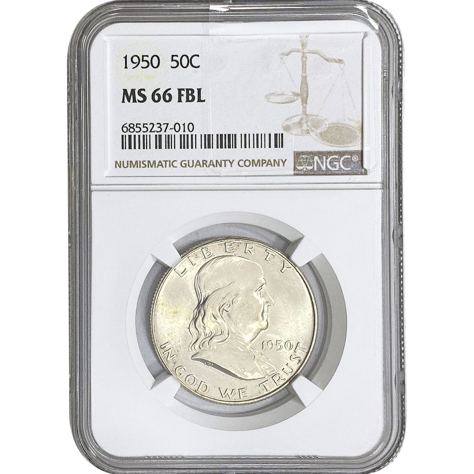 1950 Franklin Half Dollar NGC MS66 FBL (1 of 2)