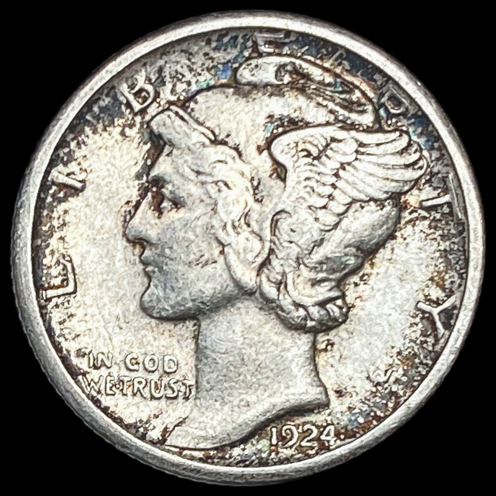 1924-S Silver Mercury Dime NEARLY UNCIRCULATED (1 of 2)
