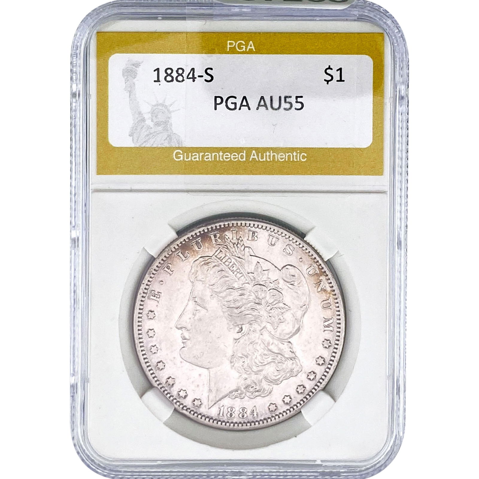 1884-S Morgan Silver Dollar PGA AU50: 1884-S Morgan Silver Dollar PGA AU50