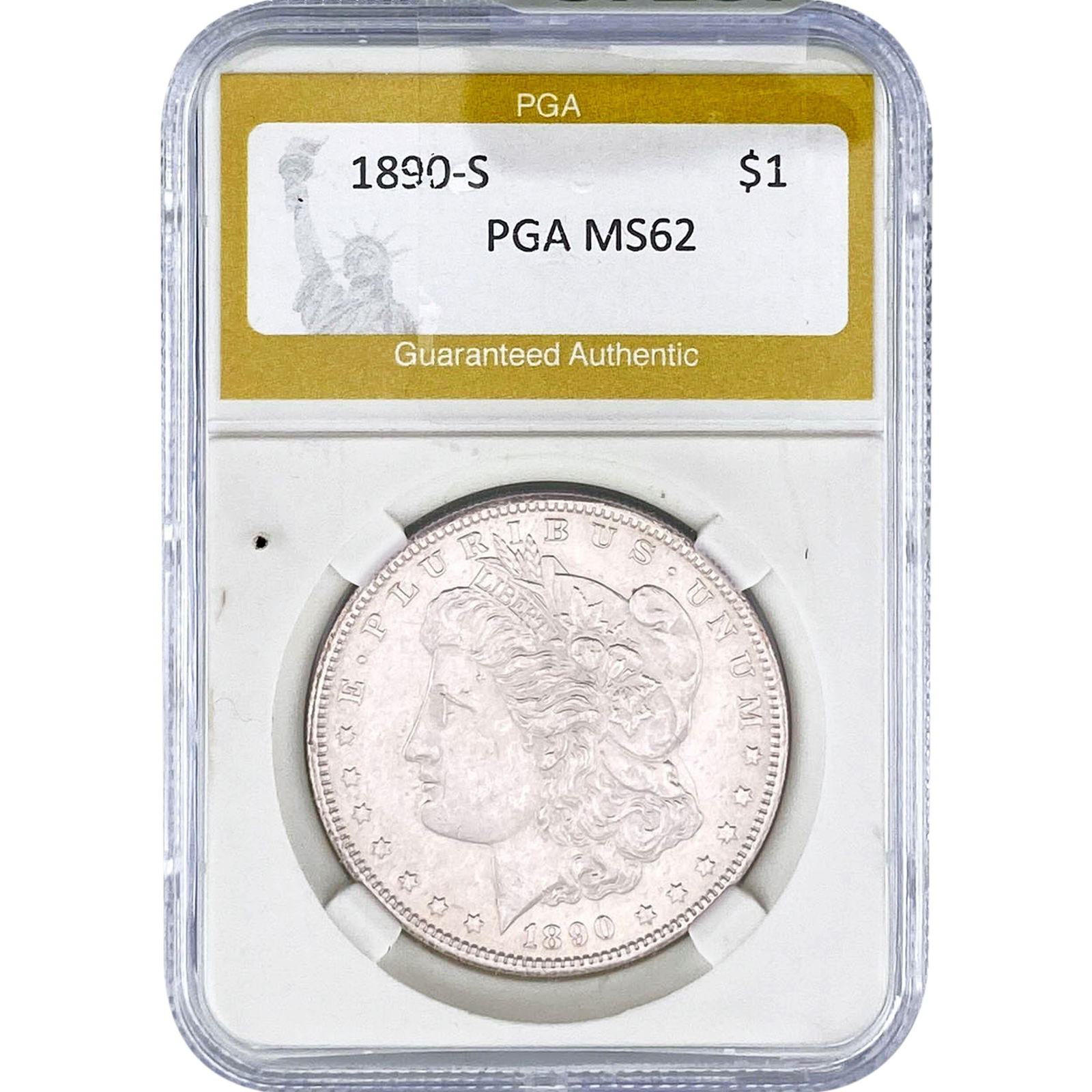 1890-S Morgan Silver Dollar PGA MS62: 1890-S Morgan Silver Dollar PGA MS62