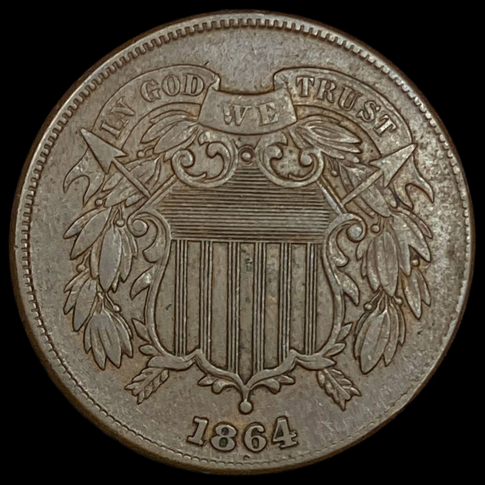 1864 Bronze Two-Cent Piece NEARLY UNCIRCULATED (1 of 2)