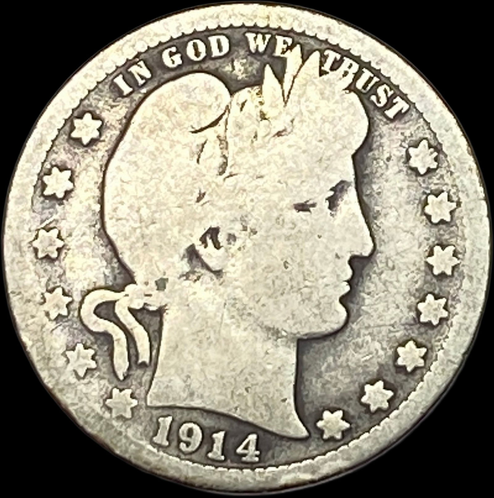 1914-S Barber Silver Quarter NICELY CIRCULATED (1 of 2)