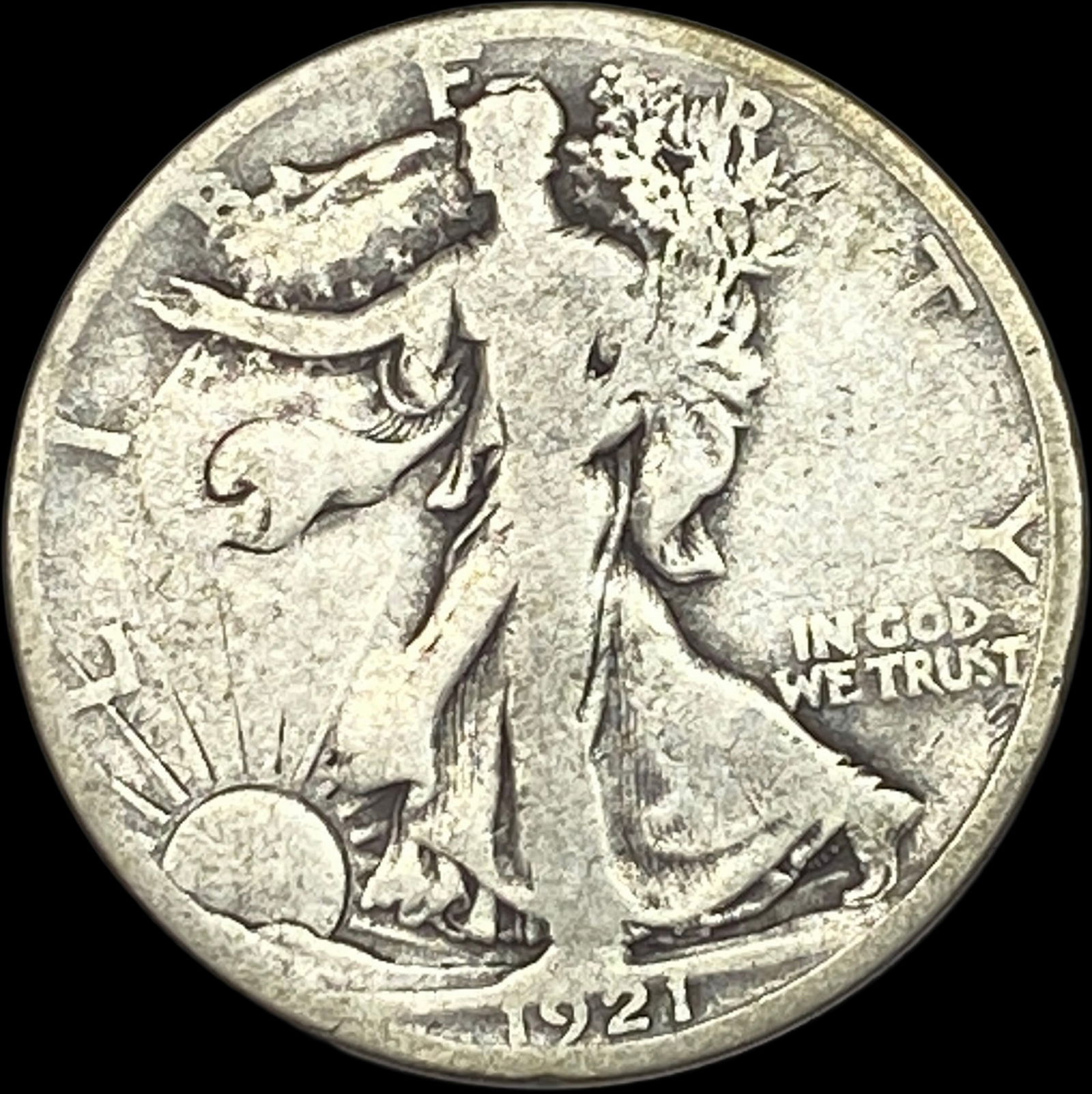 1921-S Silver Walking Liberty Half Dollar NICELY CIRCULATED (1 of 2)