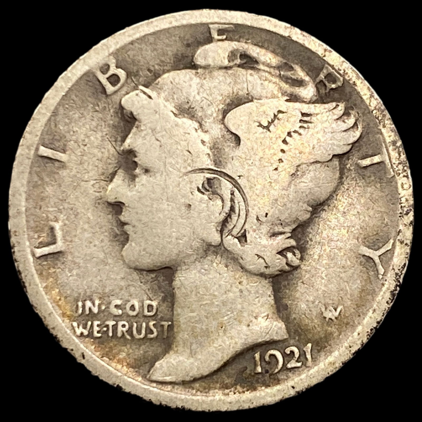 1921 Silver Mercury Dime NICELY CIRCULATED (1 of 2)