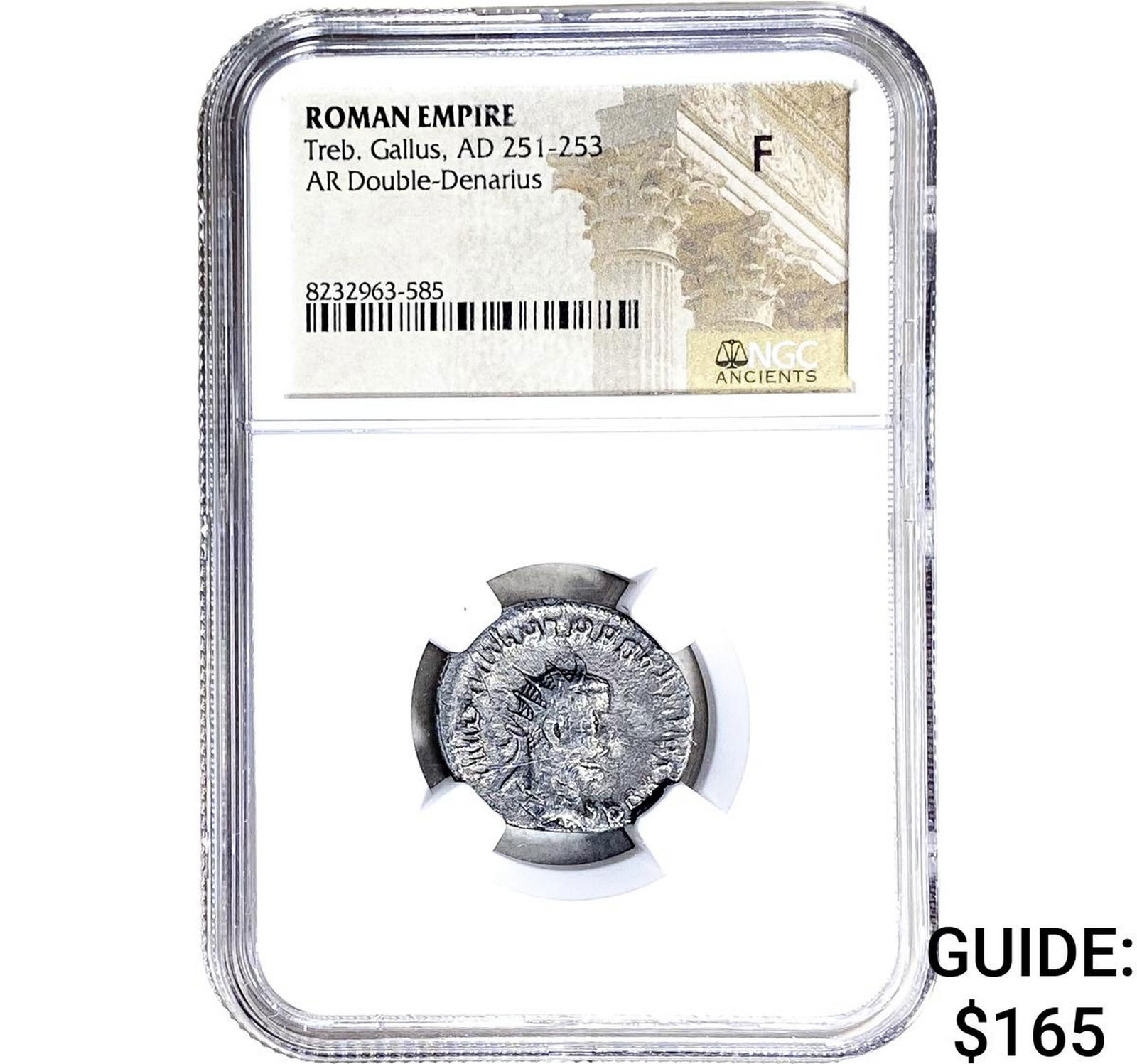 Roman Treb. Gallus, AD 251-253 AR Dbl-Denarius NGC F (1 of 2)