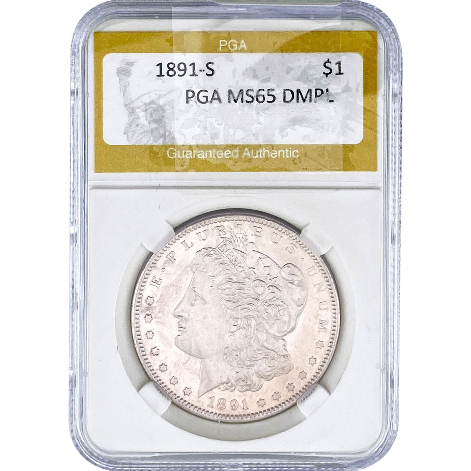 1891-S Morgan Silver Dollar PGA MS65 DMPL: 1891-S Morgan Silver Dollar PGA MS65 DMPL