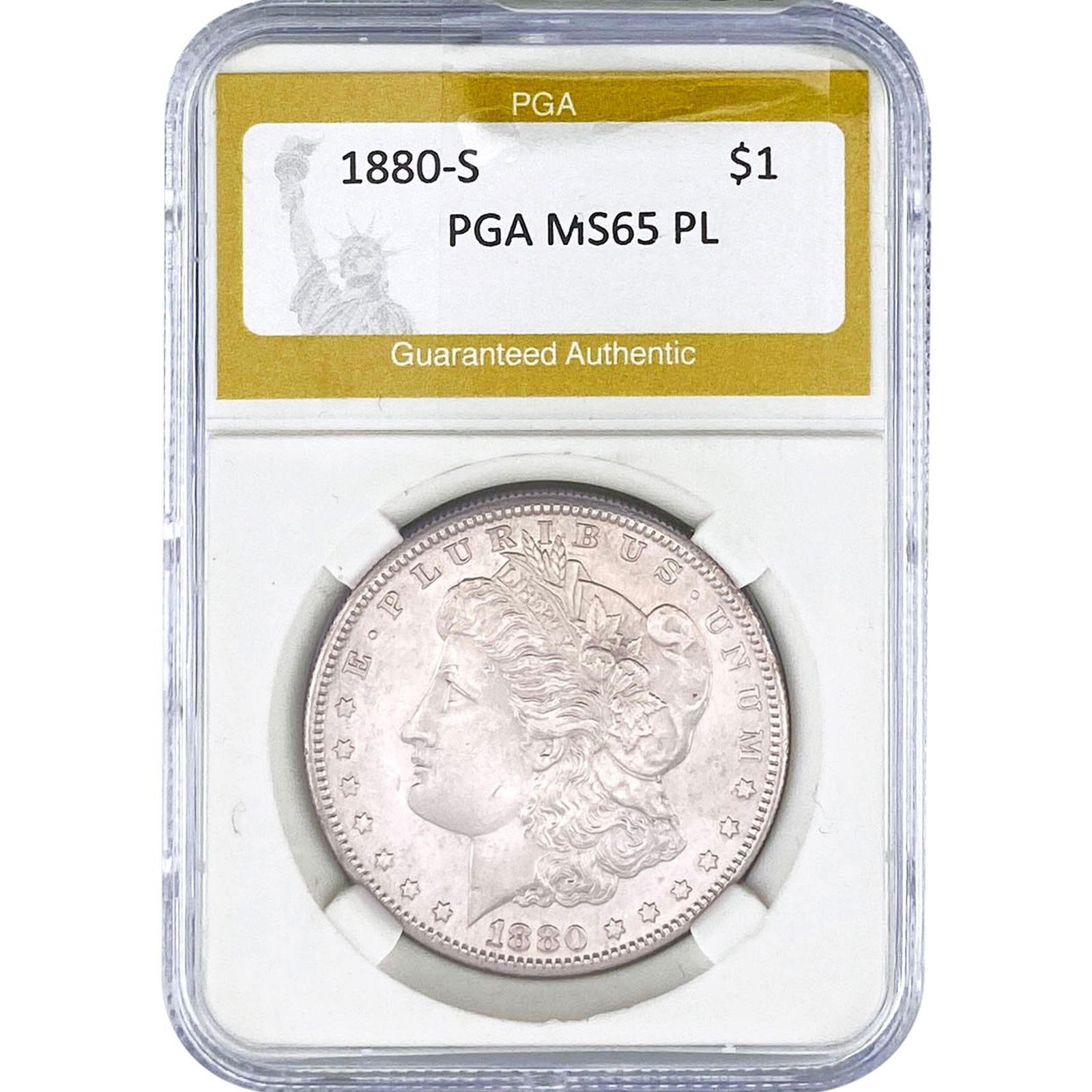 1880-S Morgan Silver Dollar PGA MS65 PL: 1880-S Morgan Silver Dollar PGA MS65 PL