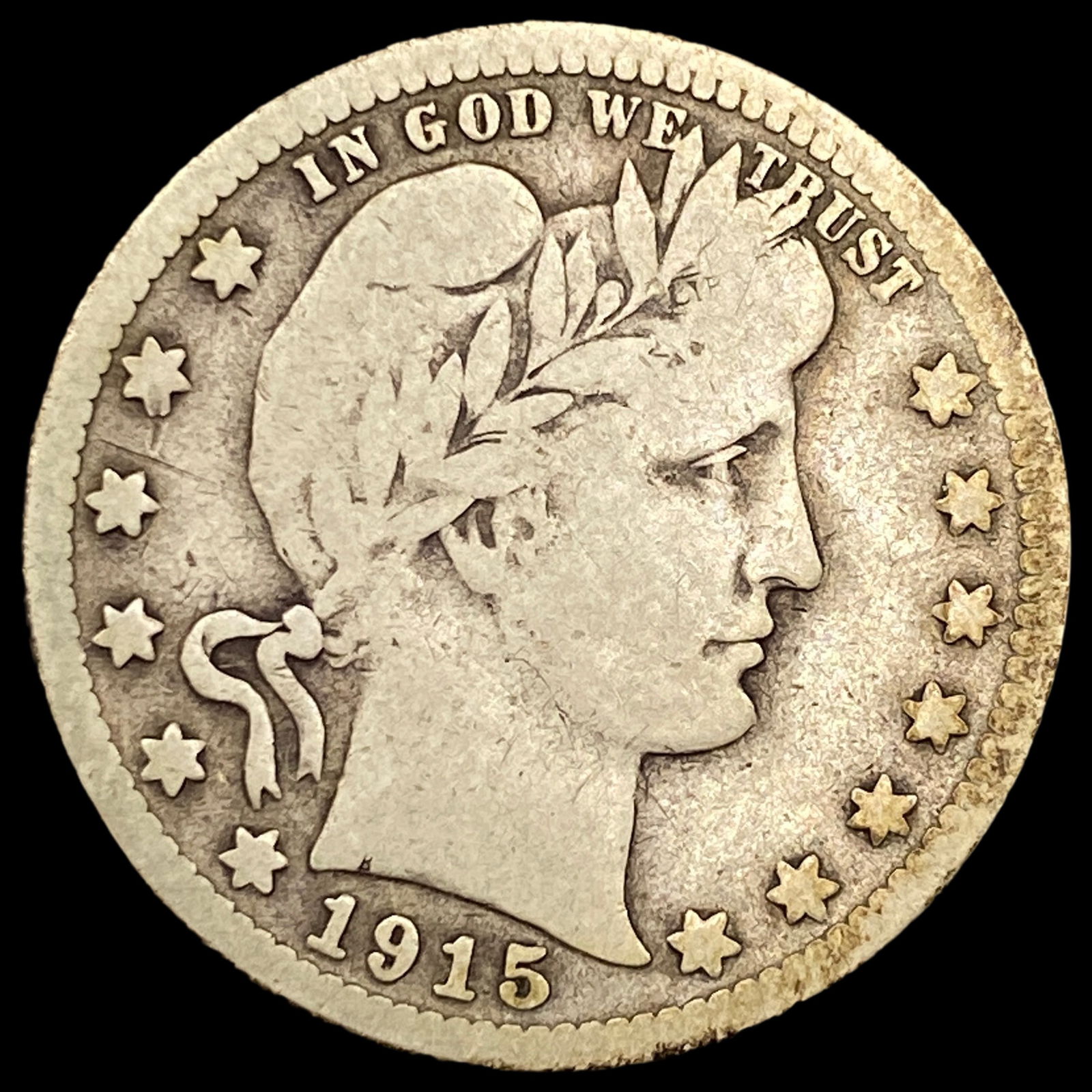 1915-S Silver Barber Quarter NICELY CIRCULATED (1 of 2)