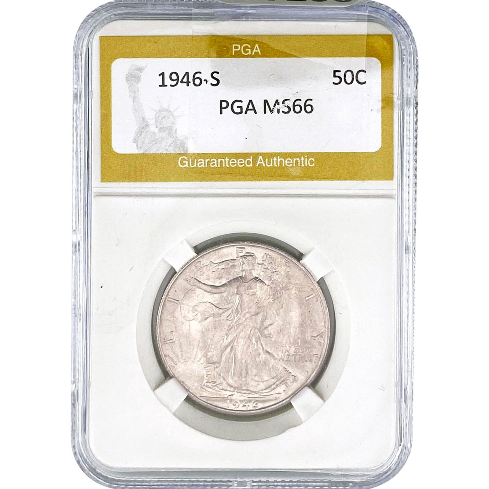 1946-S Walking Liberty Half Dollar PGA MS66: 1946-S Walking Liberty Half Dollar PGA MS66