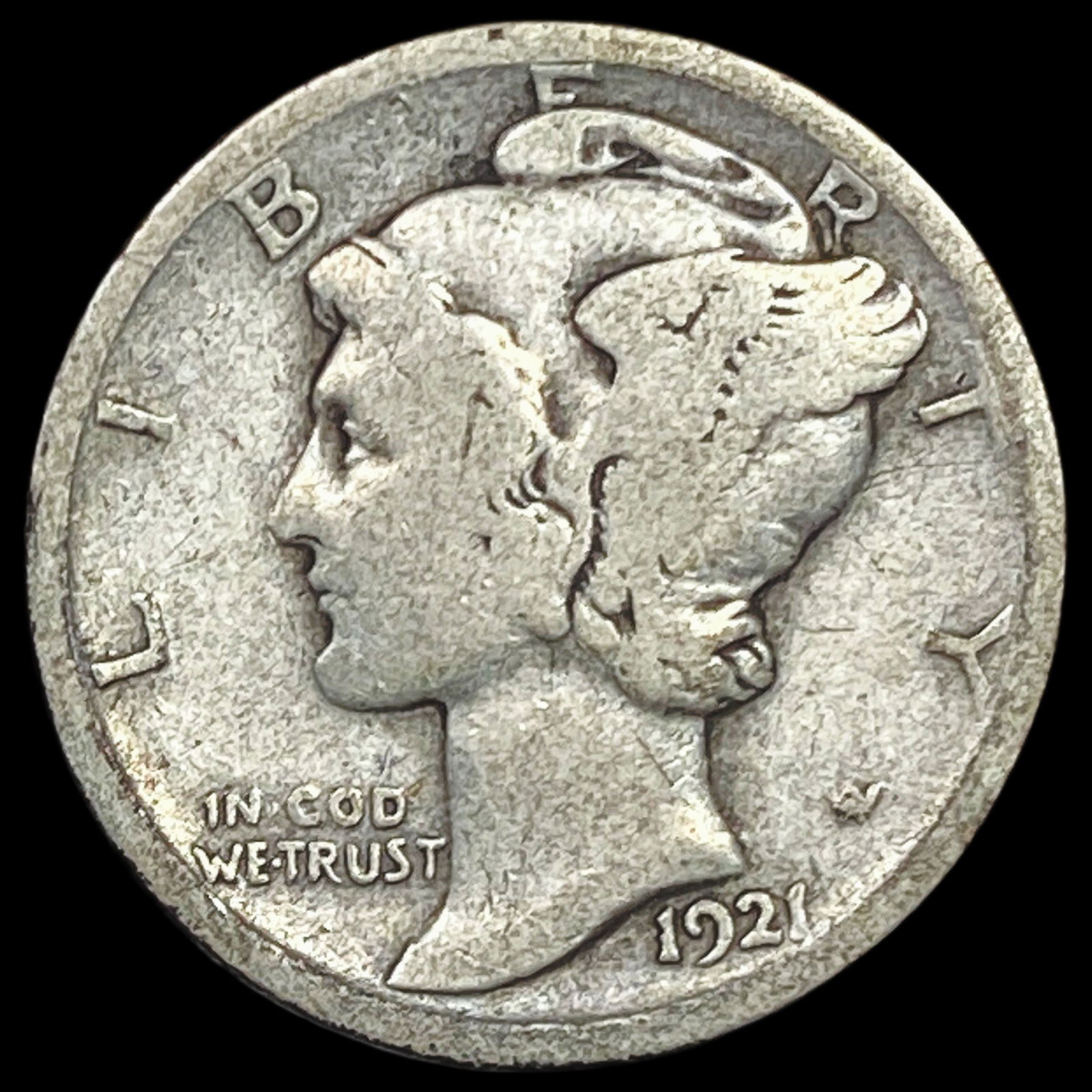 1921 Silver Mercury Dime LIGHTLY CIRCULATED (1 of 2)