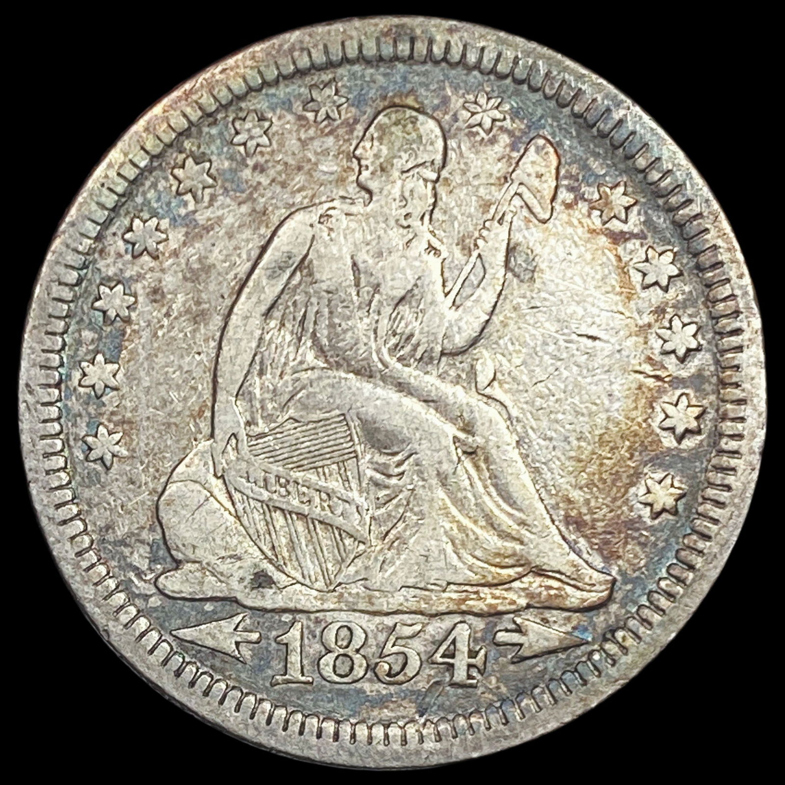 1854 Arrows Seated Liberty Quarter LIGHTLY CIRCULATED (1 of 2)