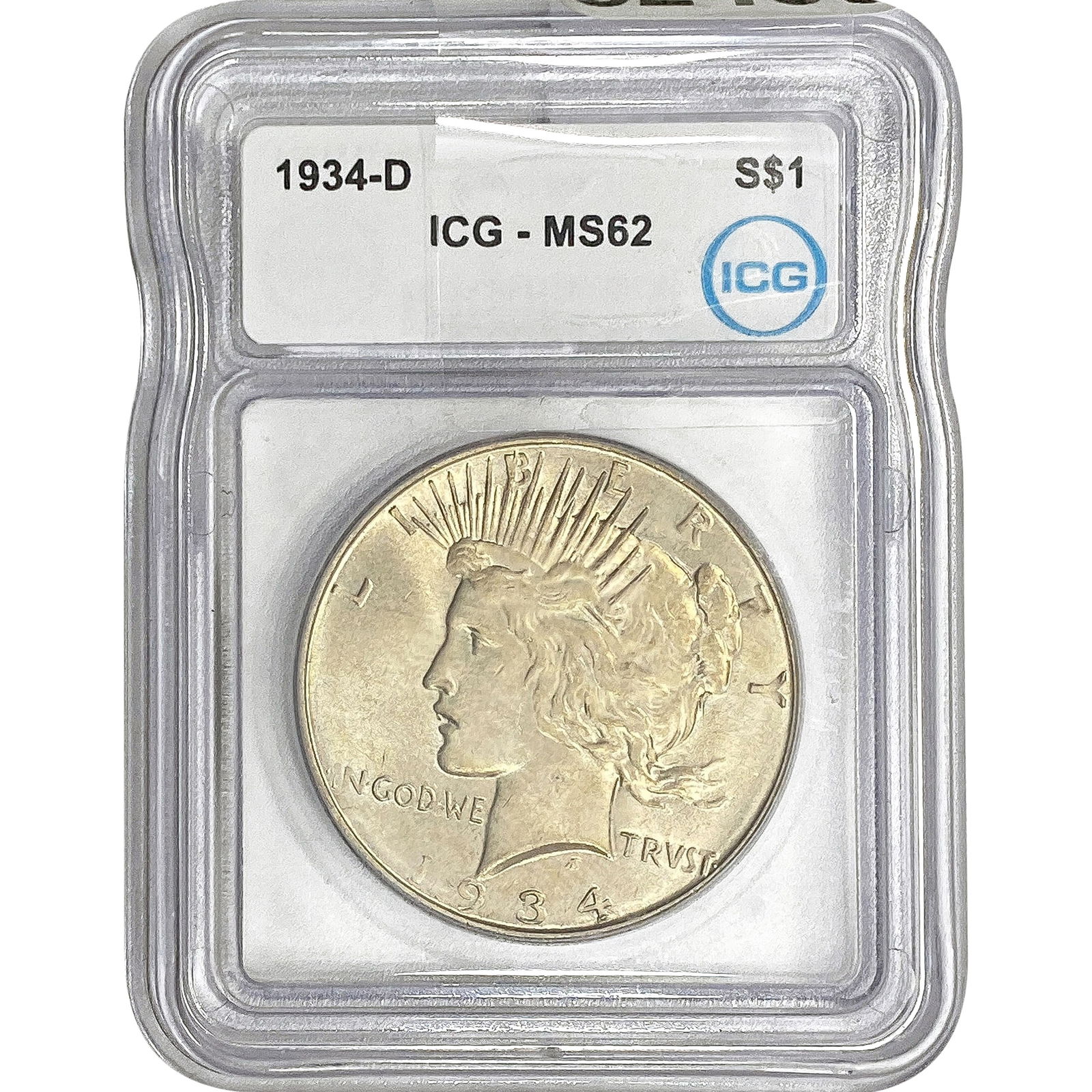 1934-D Silver Peace Dollar ICG MS62 (1 of 2)