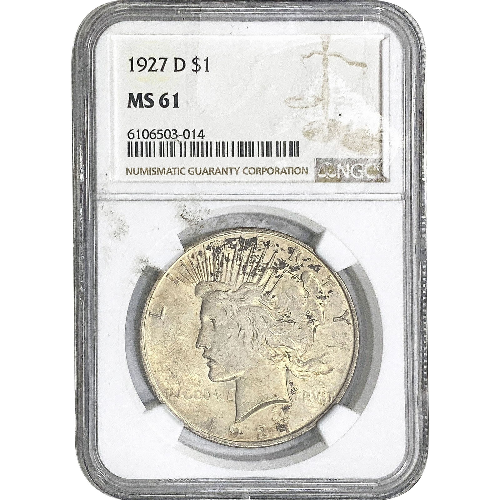 1927-D Silver Peace Dollar NGC MS61 (1 of 2)