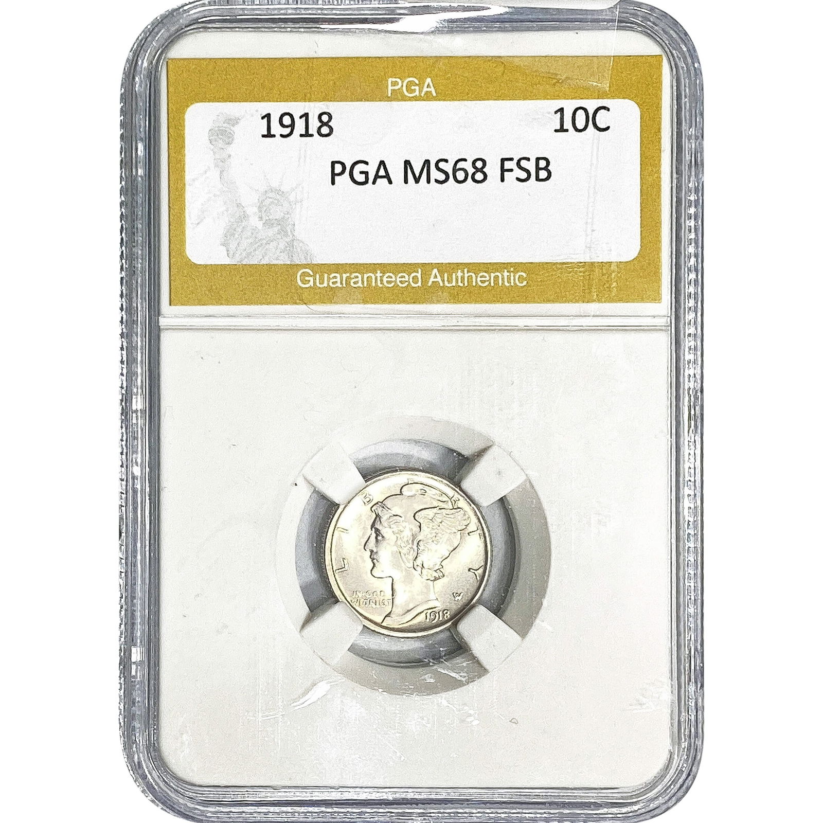 1918 Mercury Silver Dime PGA MS68 FSB: 1918 Mercury Silver Dime PGA MS68 FSB