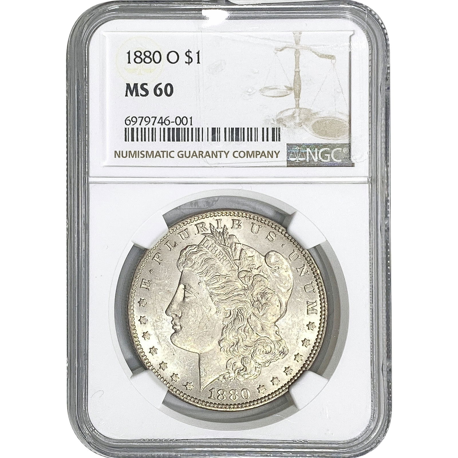 1880-O Morgan Silver Dollar NGC MS60: 1880-O Morgan Silver Dollar NGC MS60