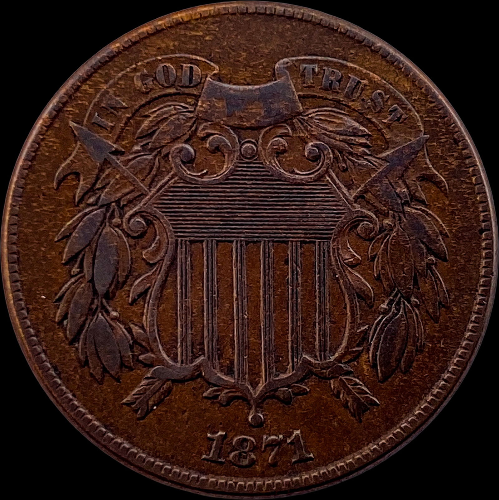 1871 Two-Cent Piece ABOUT UNCIRCULATED (1 of 2)