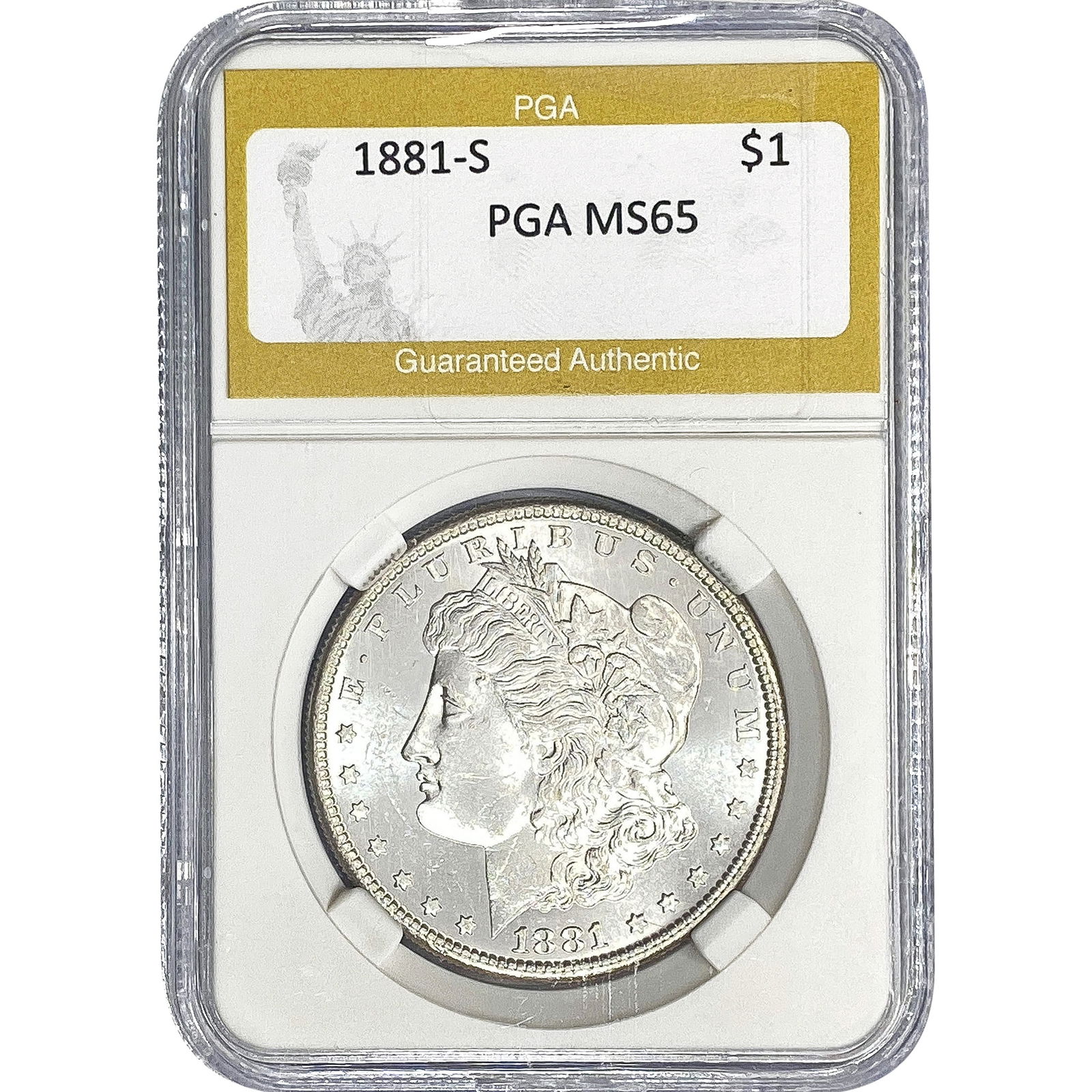 1881-S Morgan Silver Dollar PGA MS65: 1881-S Morgan Silver Dollar PGA MS65