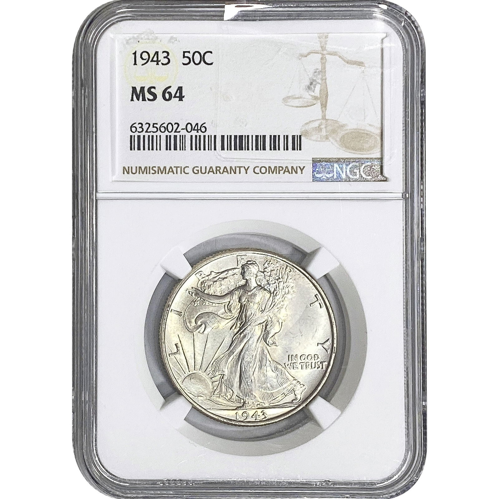 1943 Walking Liberty Half Dollar NGC MS64: 1943 Walking Liberty Half Dollar NGC MS64