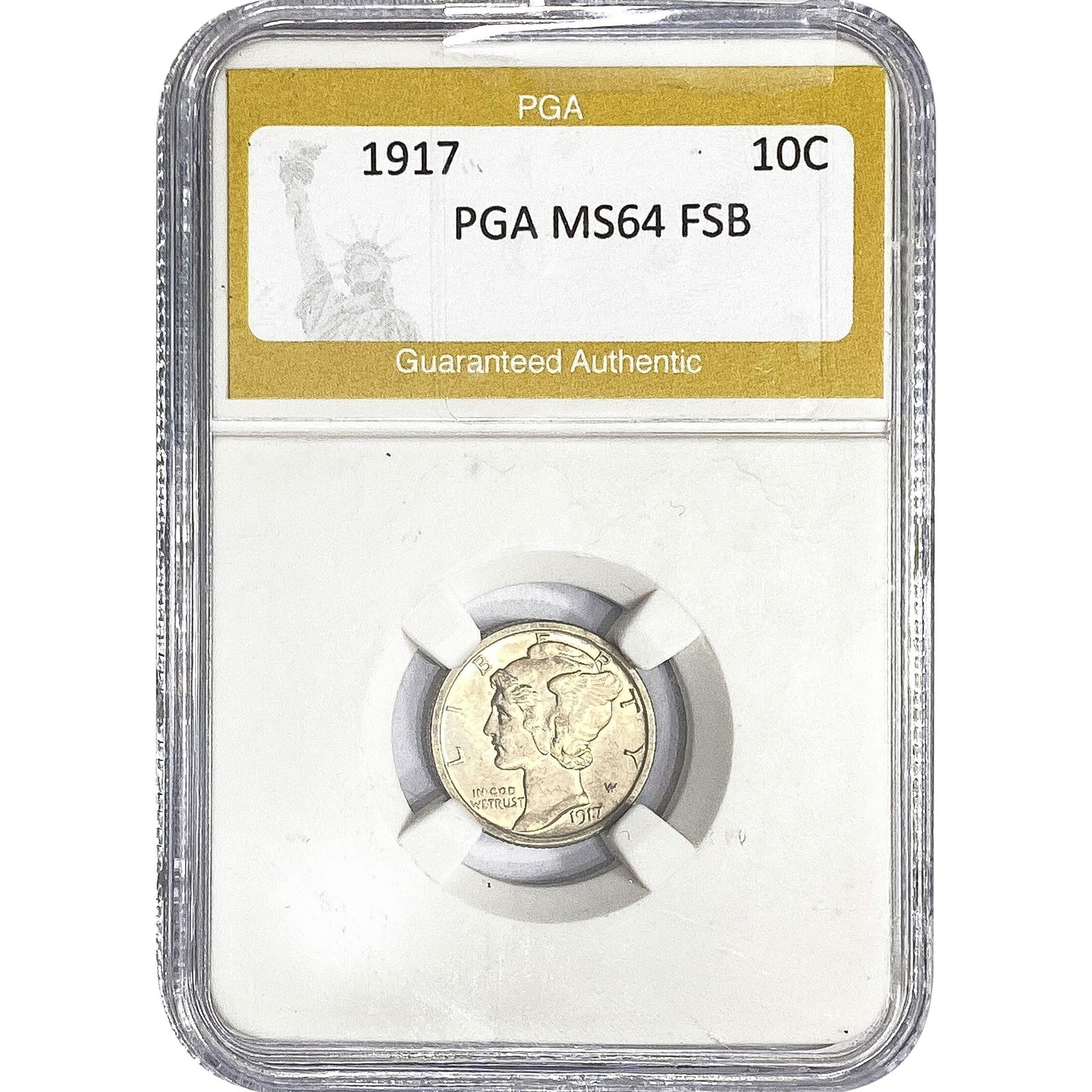 1917 Mercury Silver Dime PGA MS64 FSB: 1917 Mercury Silver Dime PGA MS64 FSB