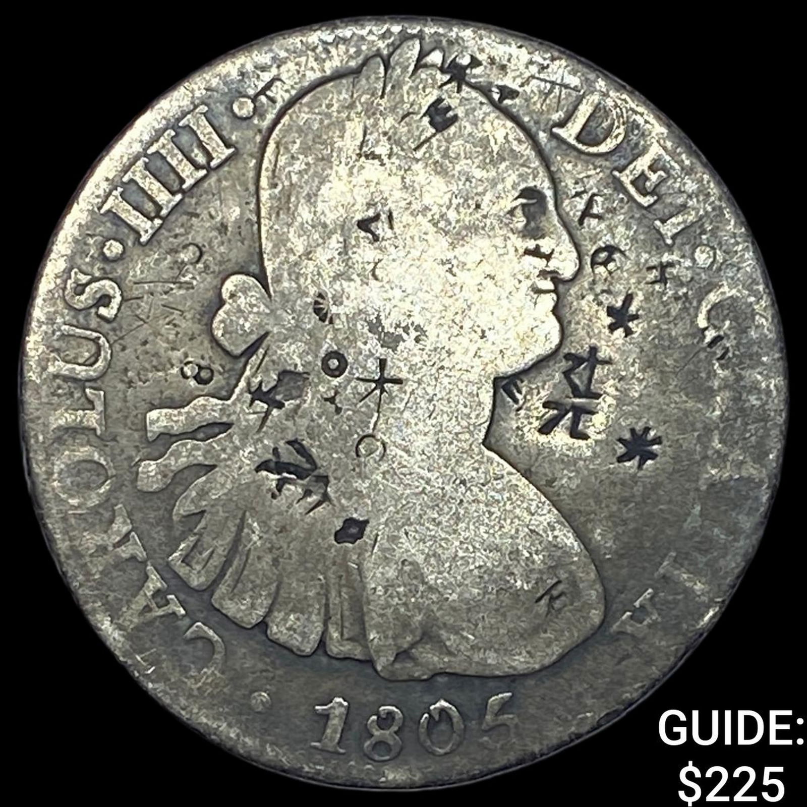 1805 Colonial Spain Silver 8 Reales Chopmarks NEARLY UNCIRCULATED: 1805 Colonial Spain Silver 8 Reales Chopmarks NEARLY UNCIRCULATED