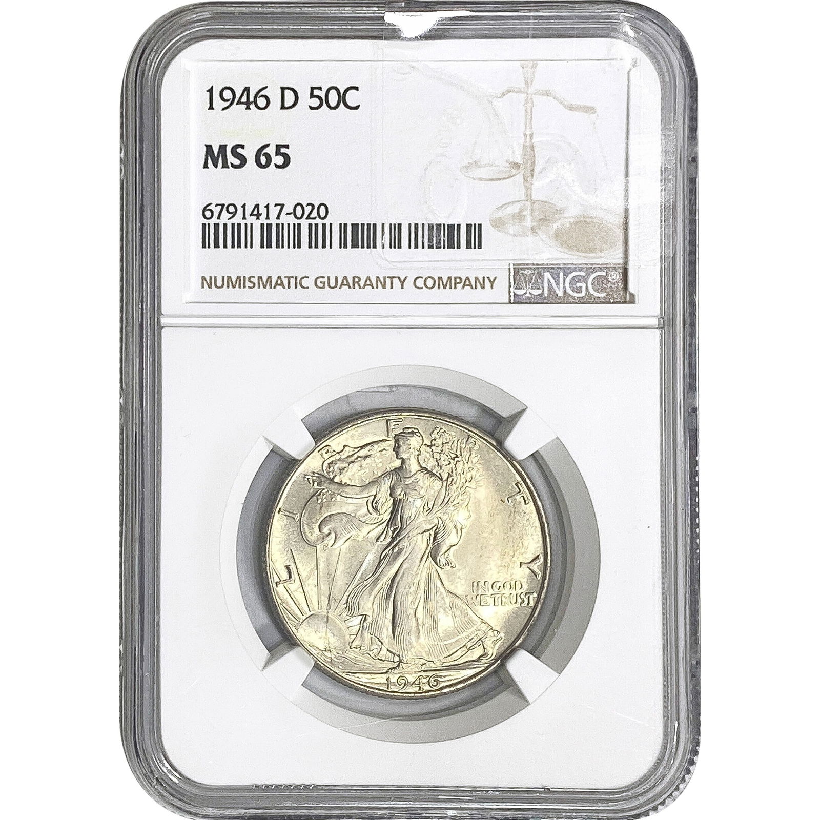 1946-D Walking Liberty Half Dollar NGC MS65 (1 of 2)