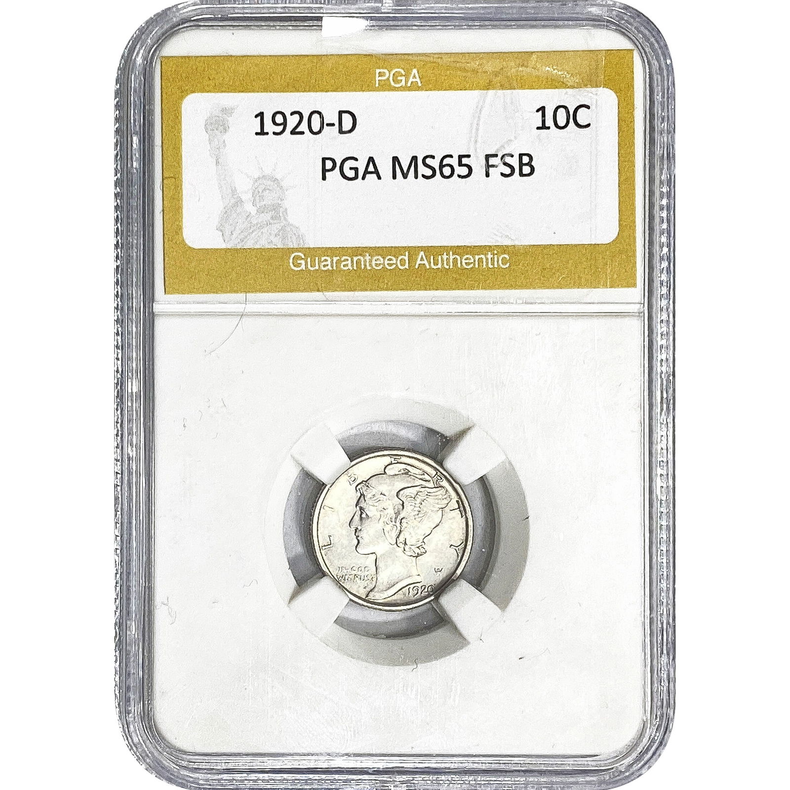 1920-D Mercury Silver Dime PGA MS65 FSB: 1920-D Mercury Silver Dime PGA MS65 FSB