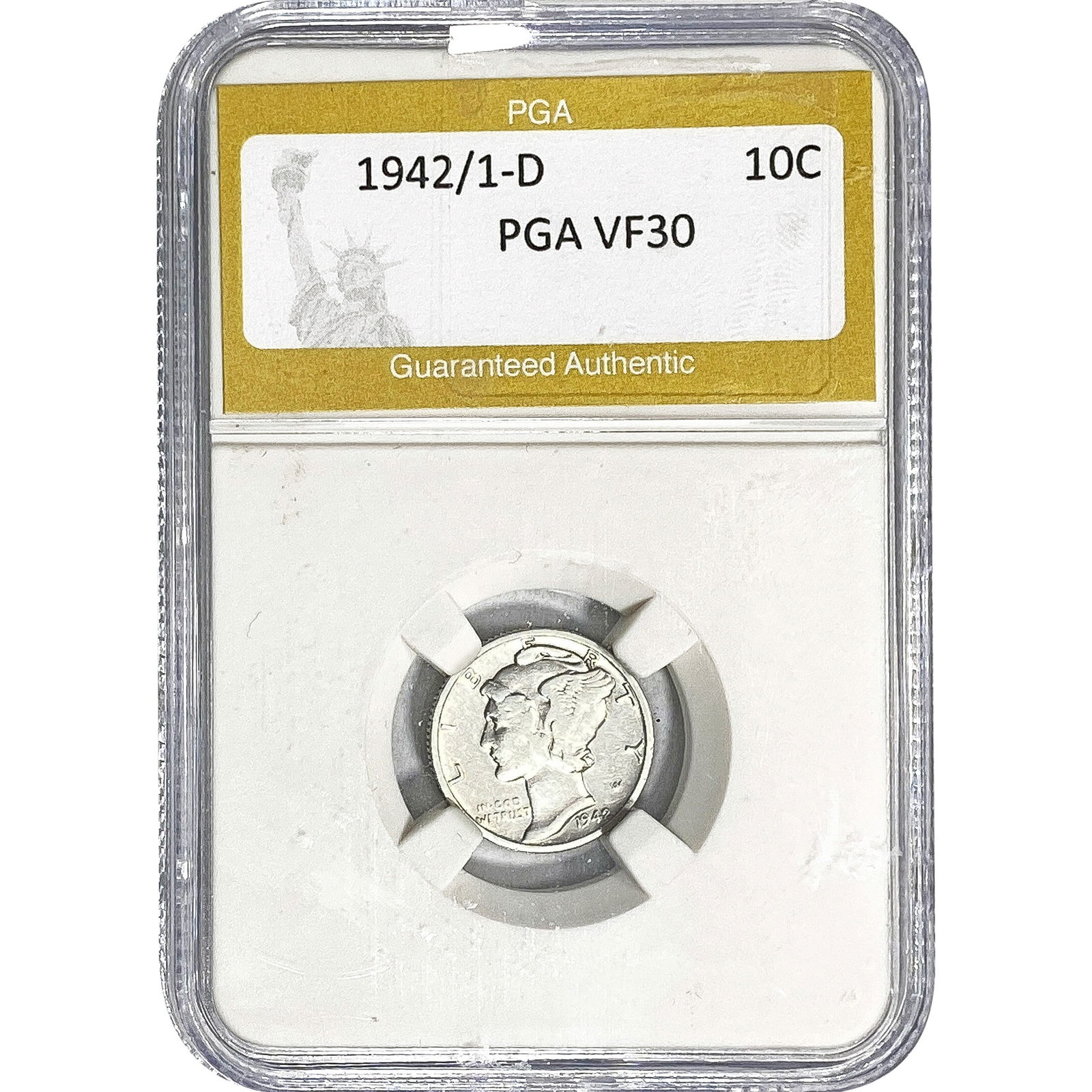 1942/1-D Mercury Silver Dime PGA VF30: 1942/1-D Mercury Silver Dime PGA VF30