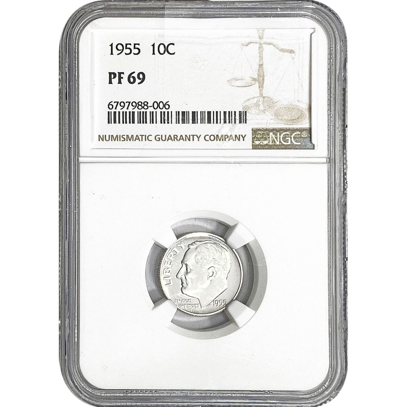 1955 Roosevelt Dime NGC MSPF 69 (1 of 2)