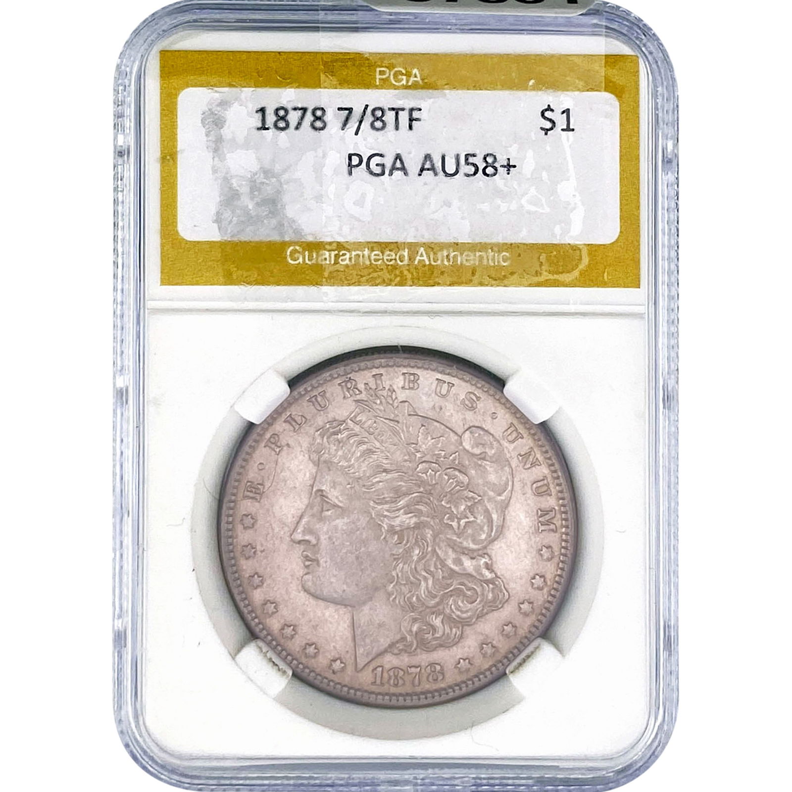 1878 7/8TF Morgan Silver Dollar PGA AU58+: 1878 7/8TF Morgan Silver Dollar PGA AU58+