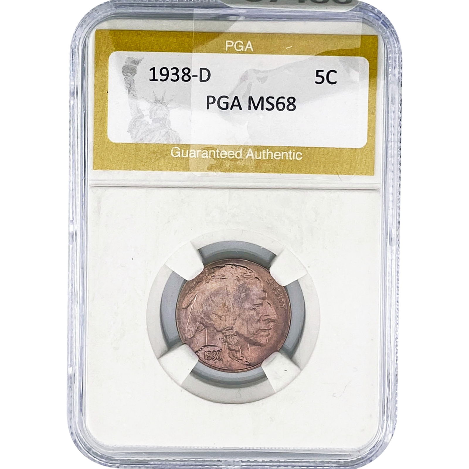 1938-D Buffalo Nickel PGA MS68: 1938-D Buffalo Nickel PGA MS68
