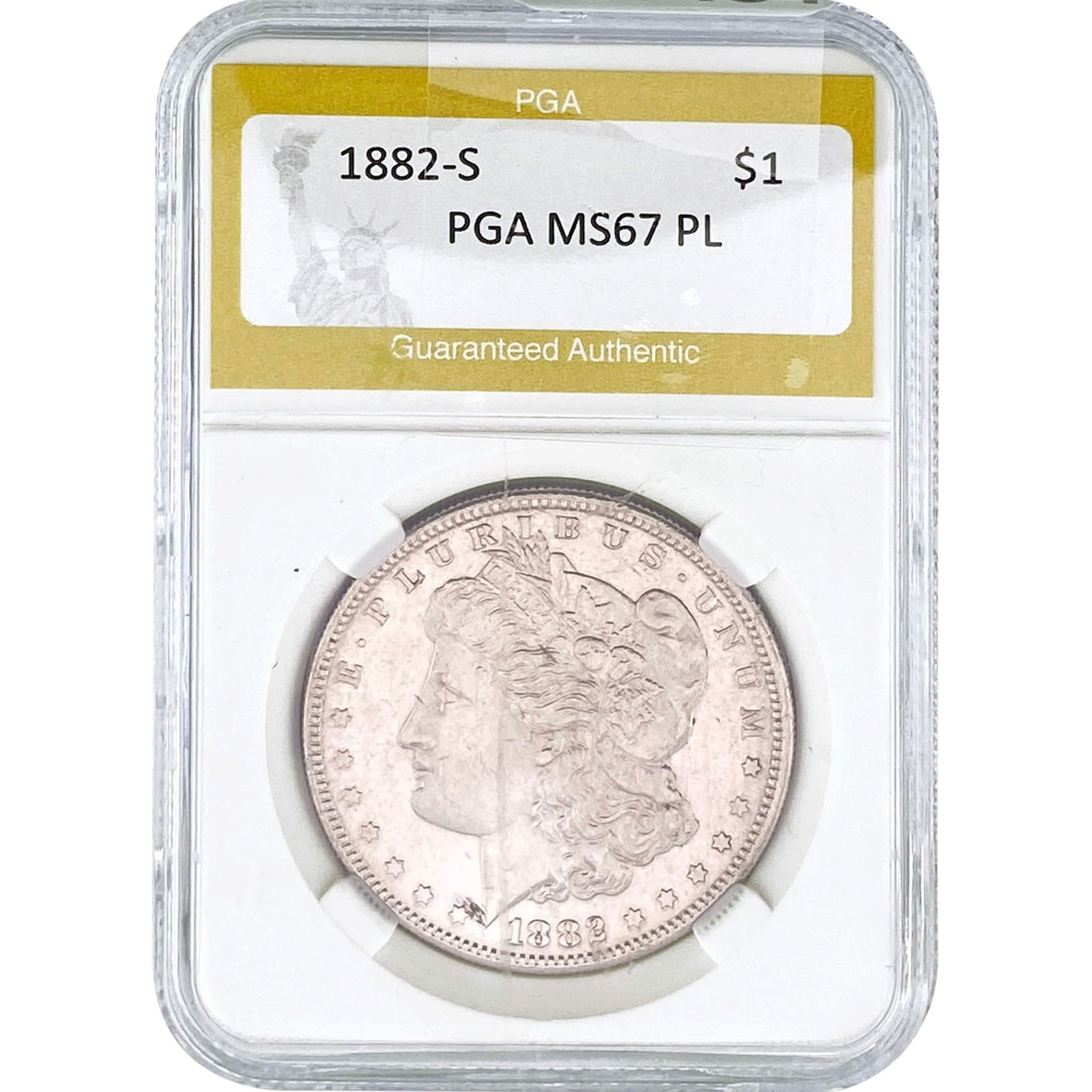 1882-S Morgan Silver Dollar PGA MS67 PL: 1882-S Morgan Silver Dollar PGA MS67 PL