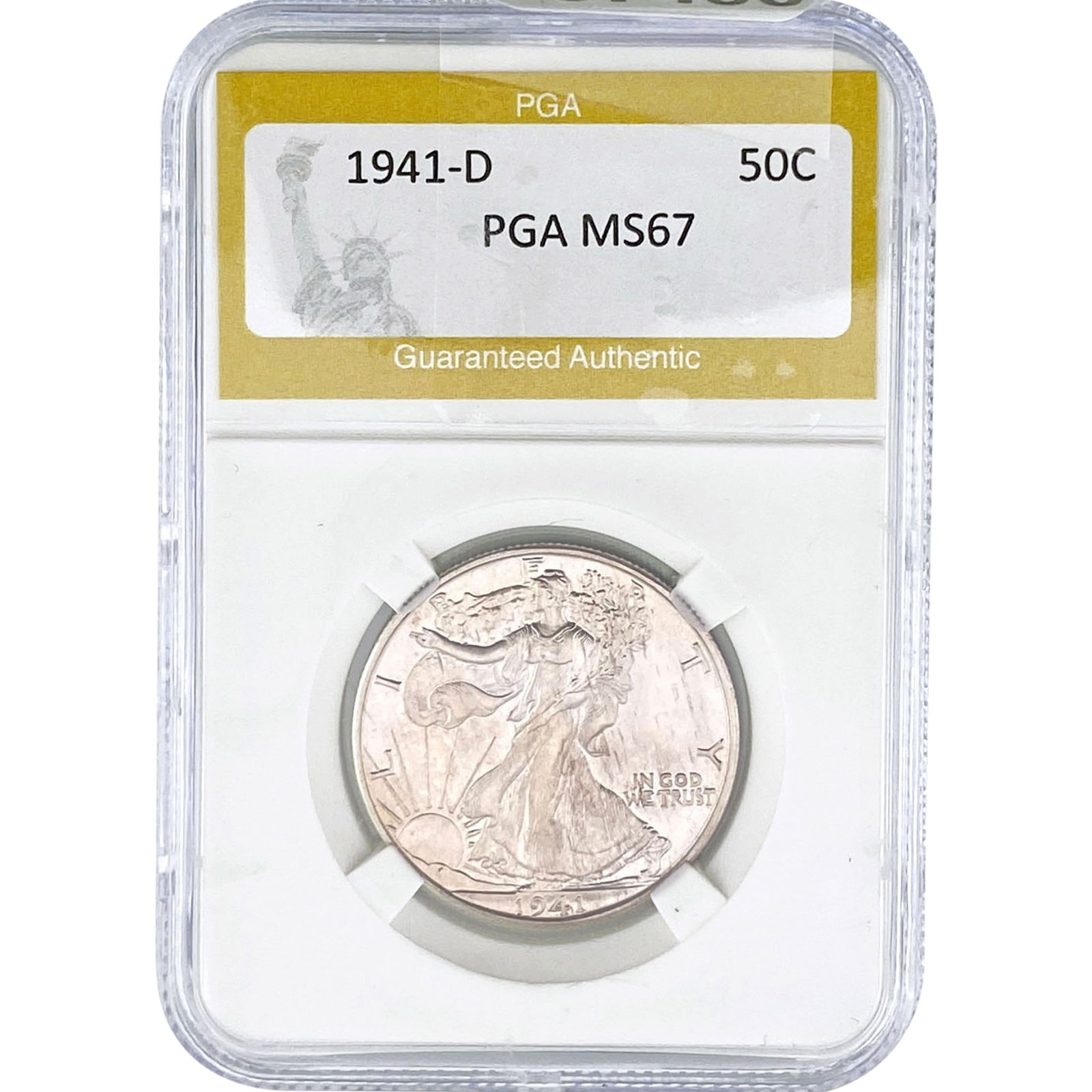 1941-D Walking Liberty Half Dollar PGA MS67: 1941-D Walking Liberty Half Dollar PGA MS67