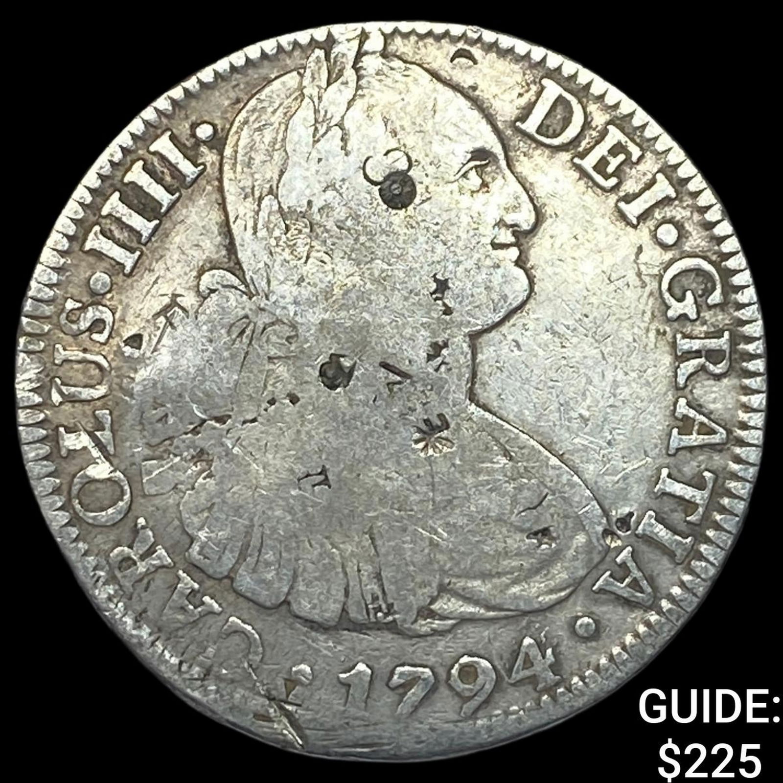 1794 Colonial Spain Silver 8 Reales Chopmarks NEARLY UNCIRCULATED (1 of 2)