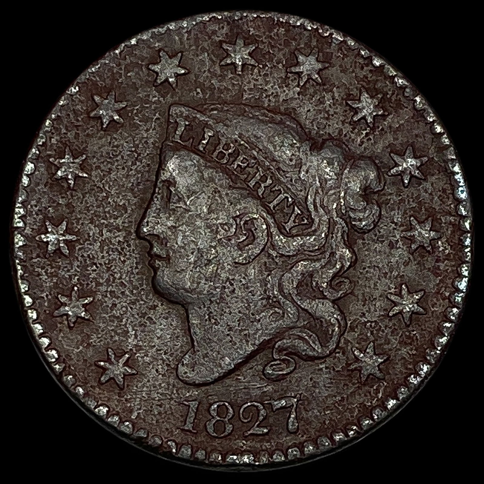 1827 Coronet Head Large Cent LIGHTLY CIRCULATED (1 of 2)