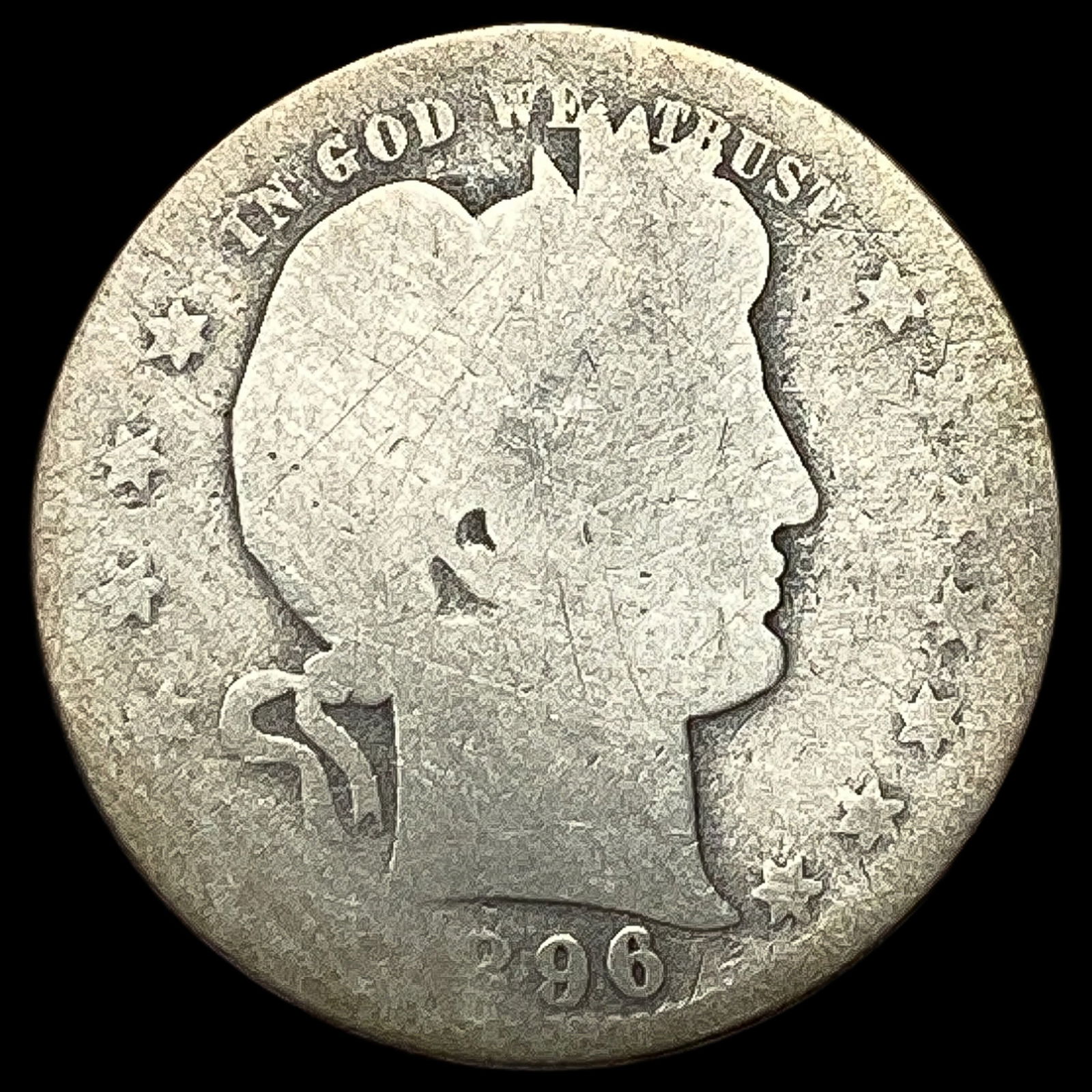 1896-O Silver Barber Quarter NICELY CIRCULATED (1 of 2)