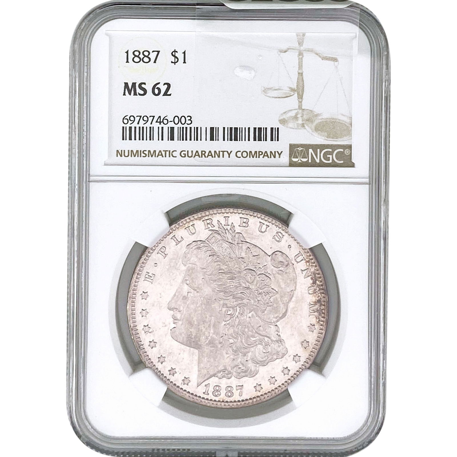 1887 Morgan Silver Dollar NGC MS62: 1887 Morgan Silver Dollar NGC MS62