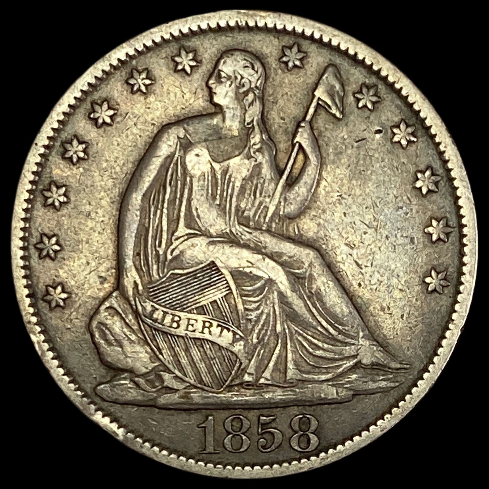 1858-O Seated Liberty Half Dollar LIGHTLY CIRCULATED (1 of 2)