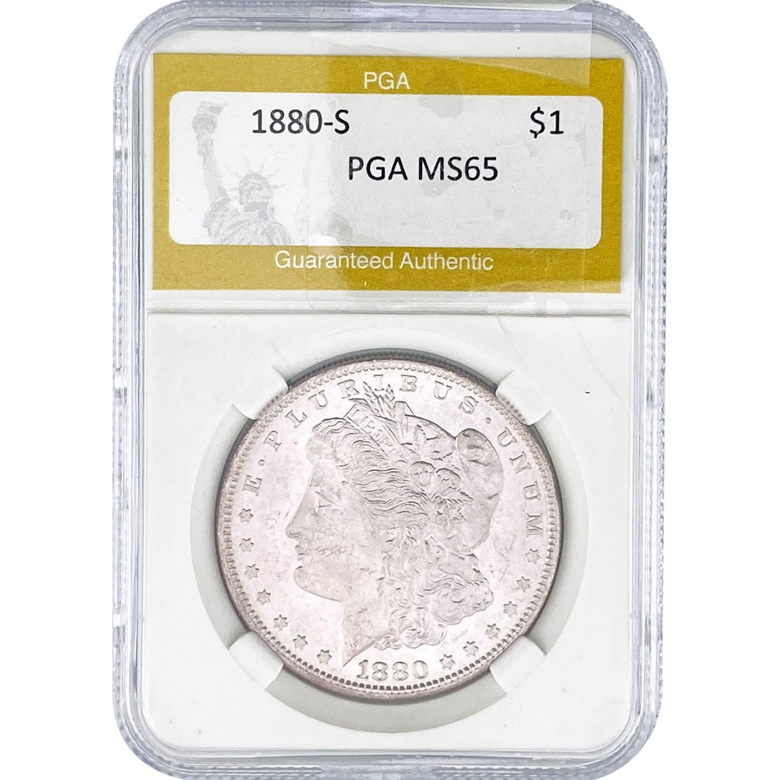 1880-S Morgan Silver Dollar PGA MS65: 1880-S Morgan Silver Dollar PGA MS65