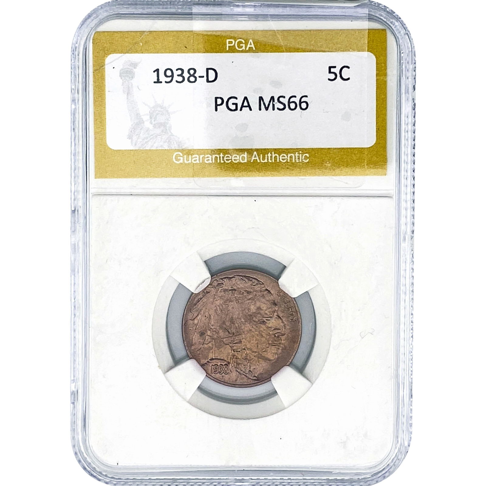 1938-D Buffalo Nickel PGA MS66: 1938-D Buffalo Nickel PGA MS66