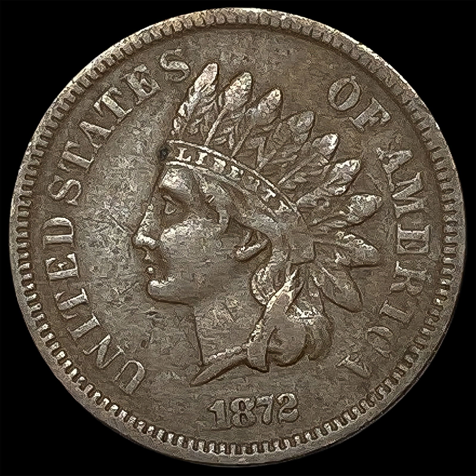 1872 Indian Head Cent NEARLY UNCIRCULATED: 1872 Indian Head Cent NEARLY UNCIRCULATED
