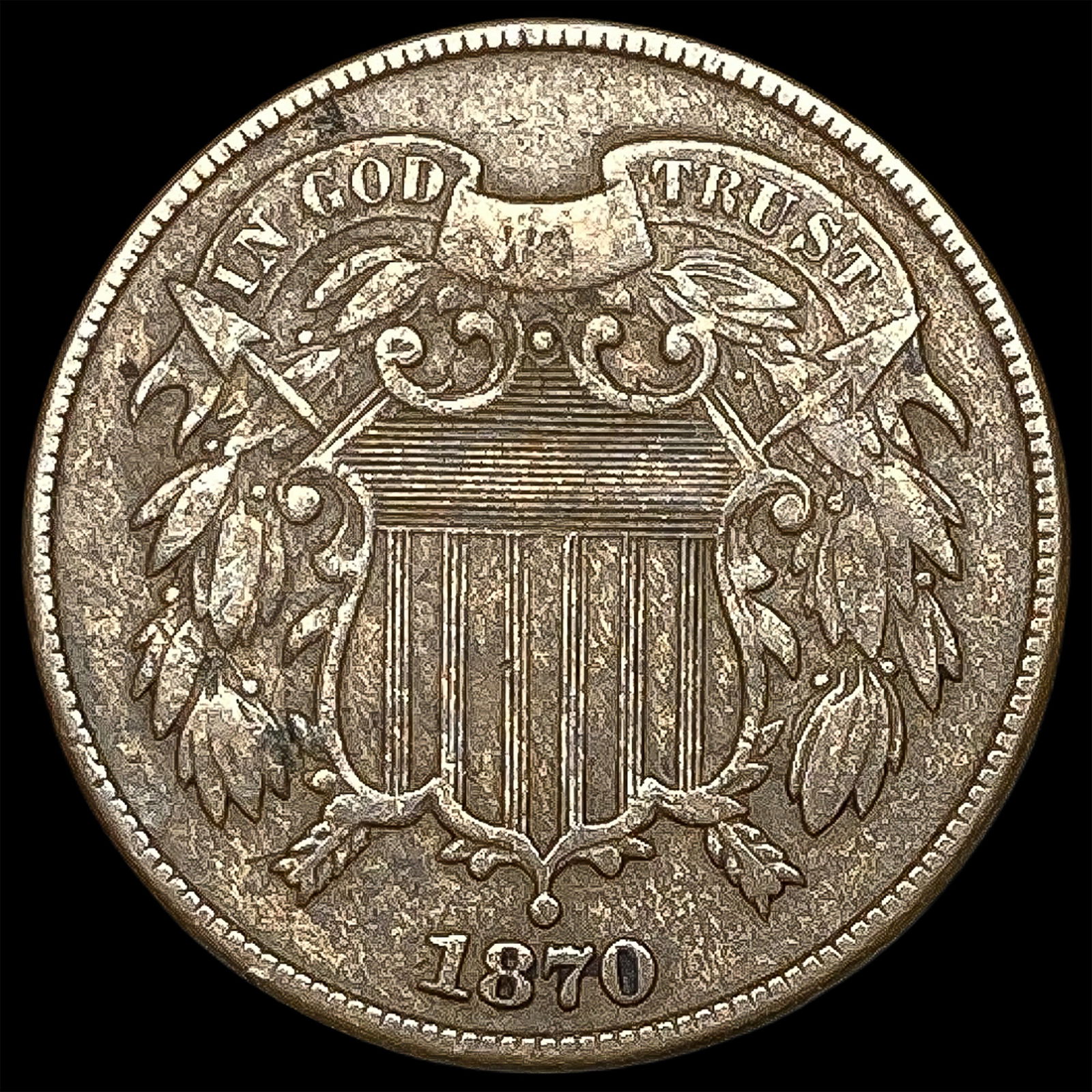 1870 Two-Cent Piece NEARLY UNCIRCULATED (1 of 2)