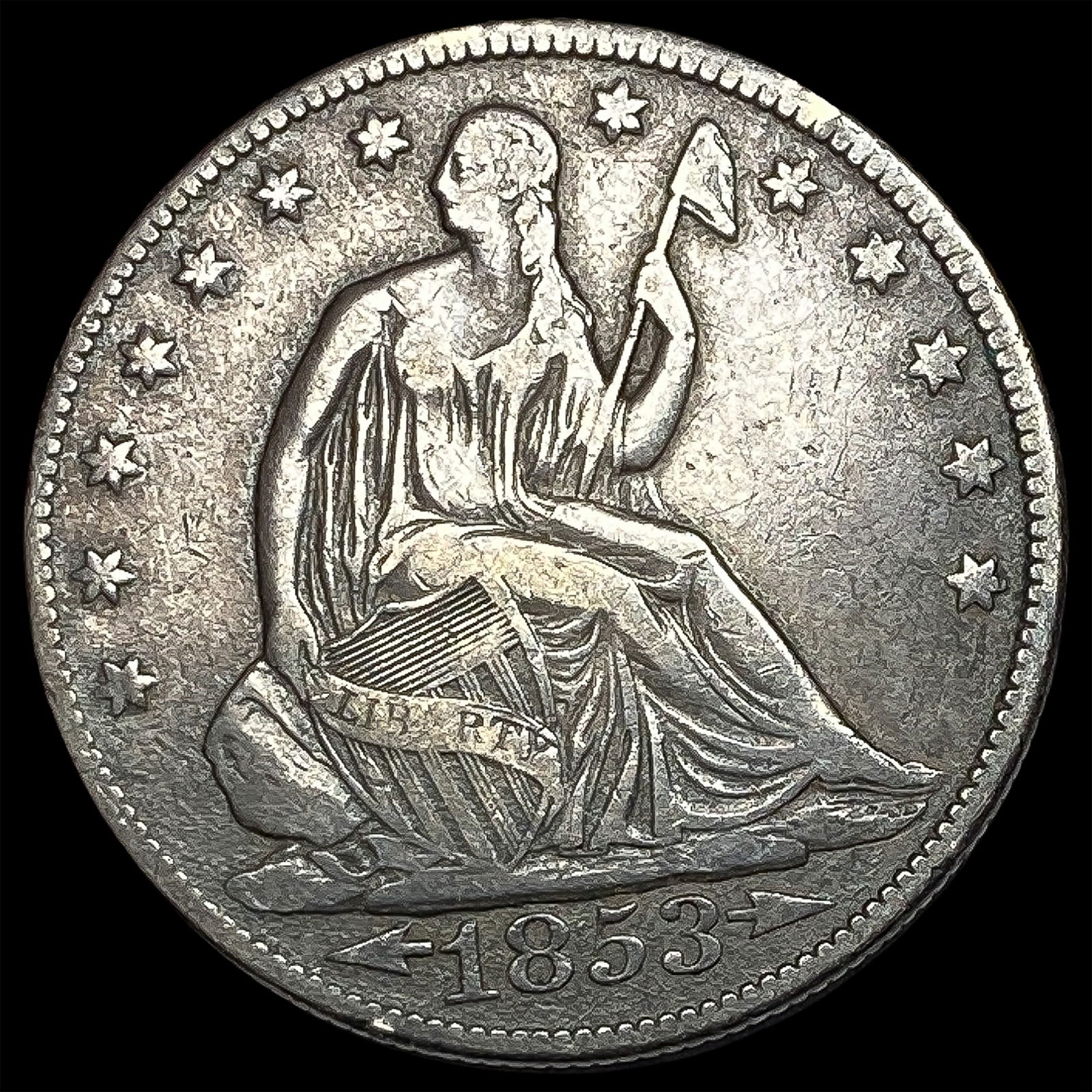 1853 Arrows Seated Liberty Half Dollar LIGHTLY CIRCULATED (1 of 2)