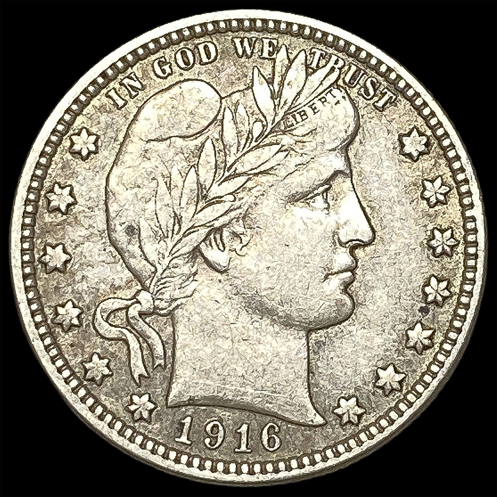 1916 Silver Barber Quarter ABOUT UNCIRCULATED (1 of 2)