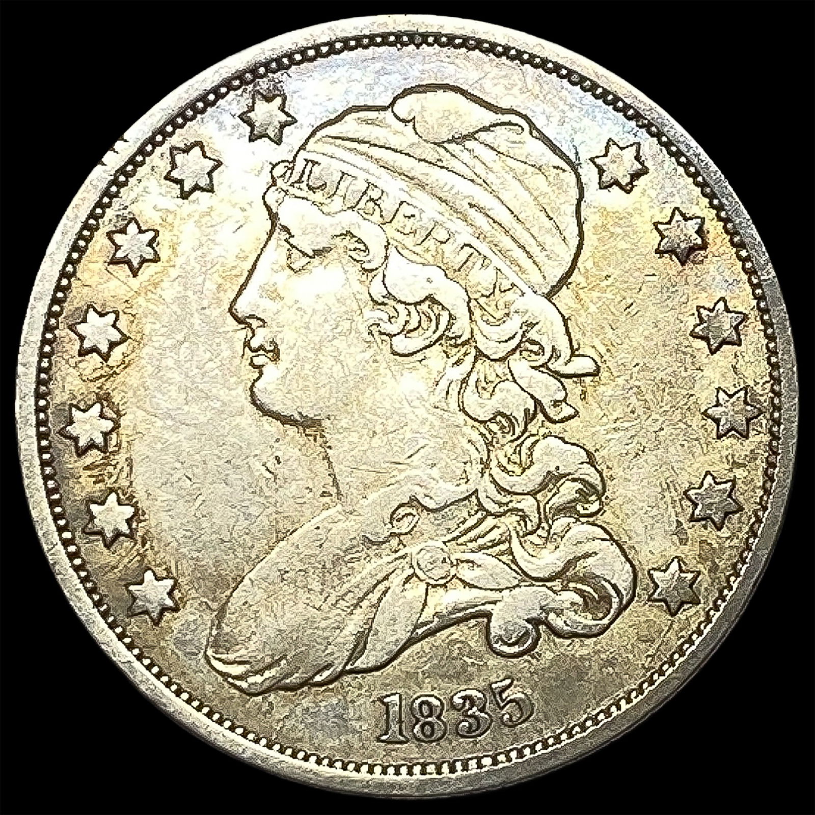 1835 Capped Bust Silver Quarter CLOSELY UNCIRCULATED (1 of 2)