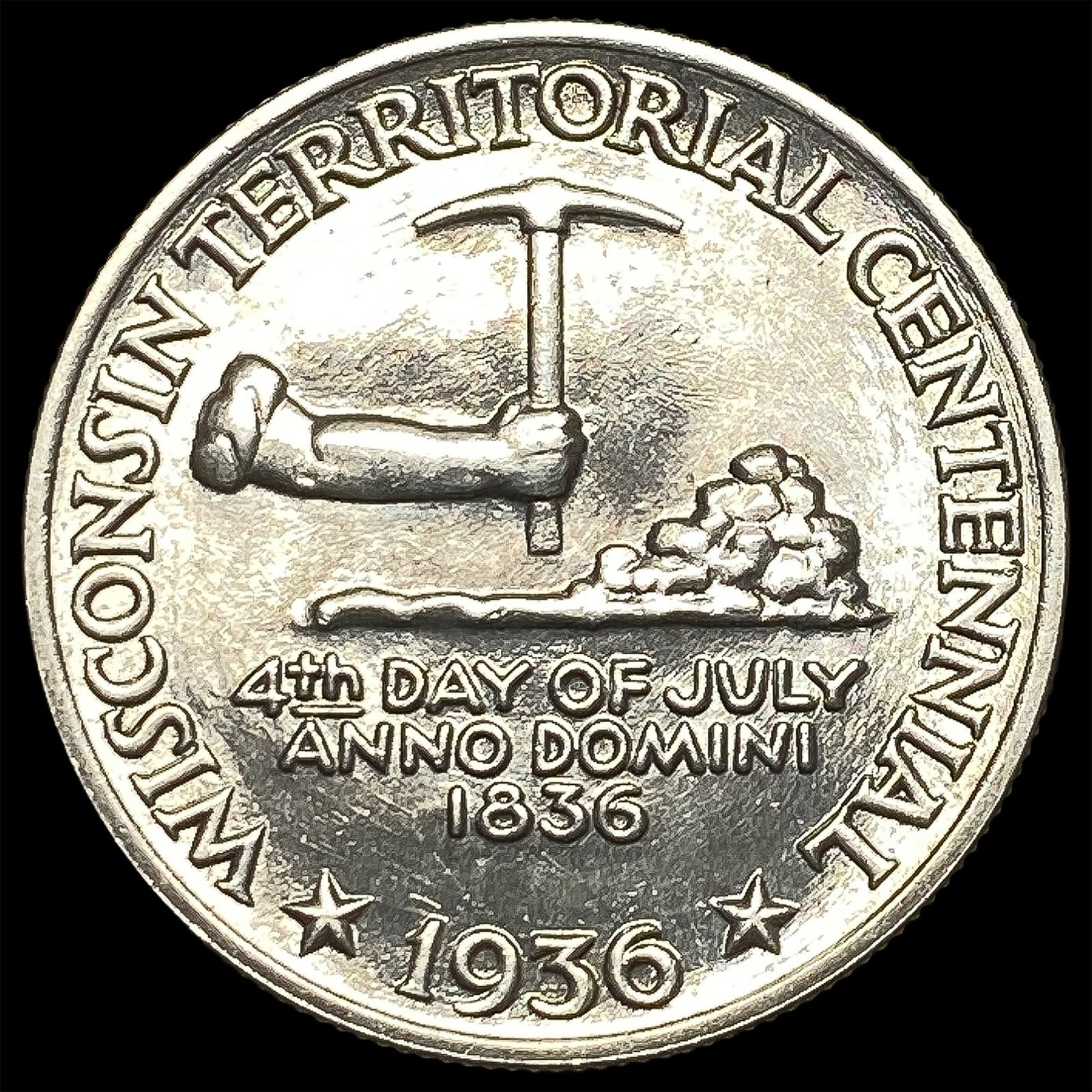 1936 Silver Wisconsin Territorial Half Dollar CHOICE BU (1 of 2)