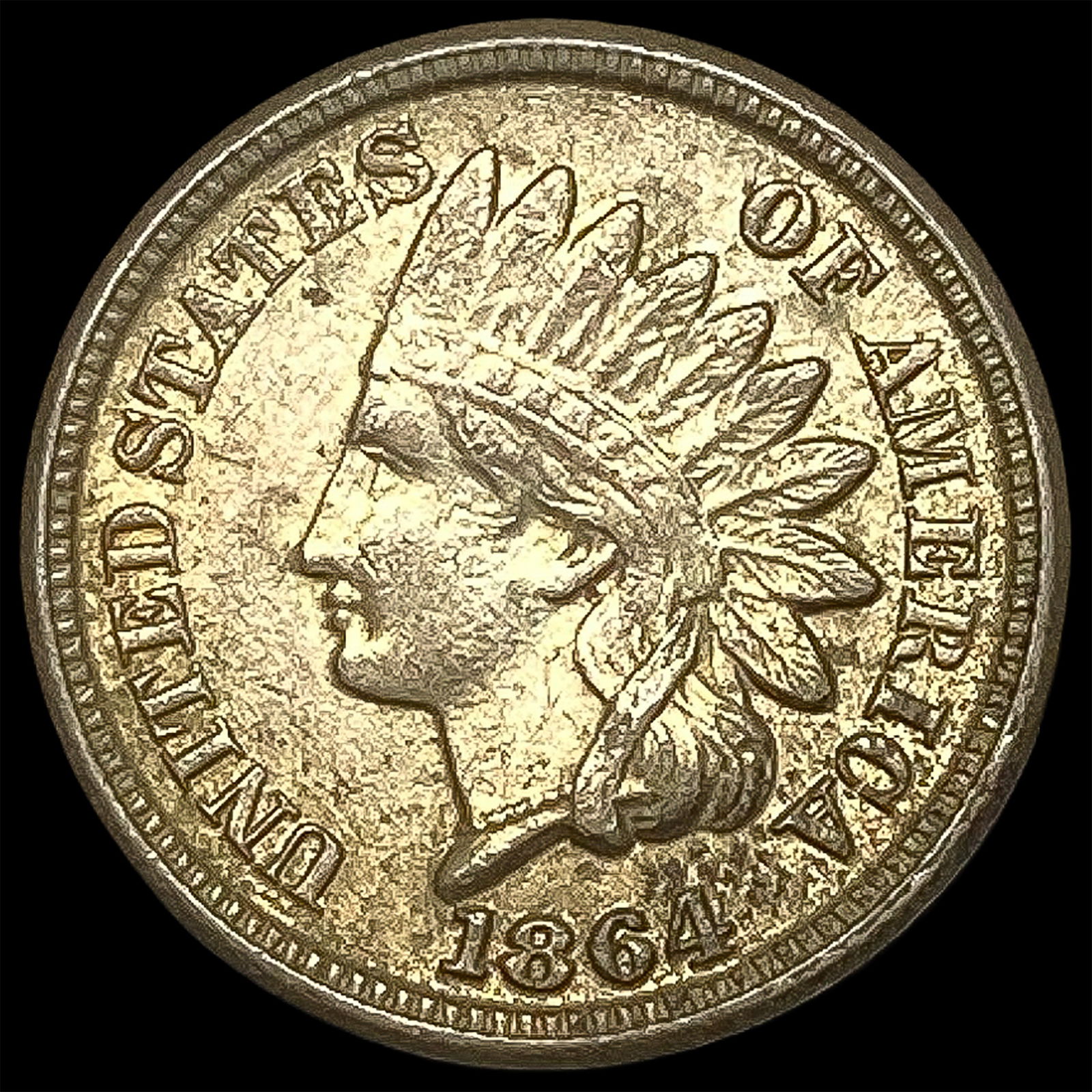1864 Bronze Indian Head Cent CHOICE AU (1 of 2)