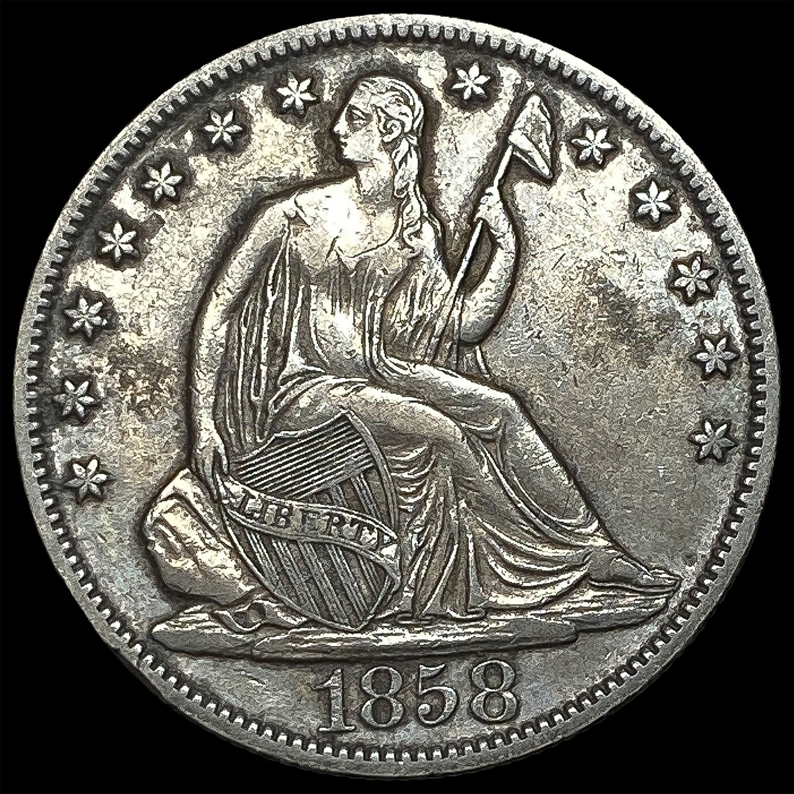 1858-O Silver Half Dollar NEARLY UNCIRCULATED (1 of 2)