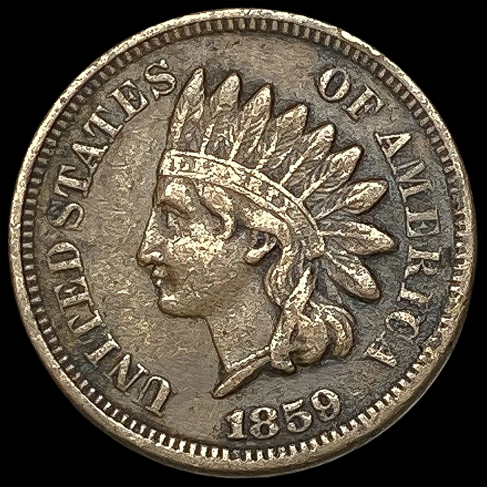 1859 Copper-Nickel Indian Head Cent NEARLY UNCIRCULATED (1 of 2)